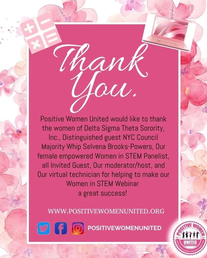 Positive Women United Women In STEM Thank You Acknowledgment