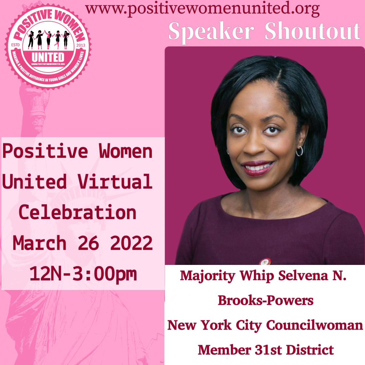 POSITIVE WOMEN UNITED KEYNOTE SPEAKER - WOMEN'S HISTORY MONTH