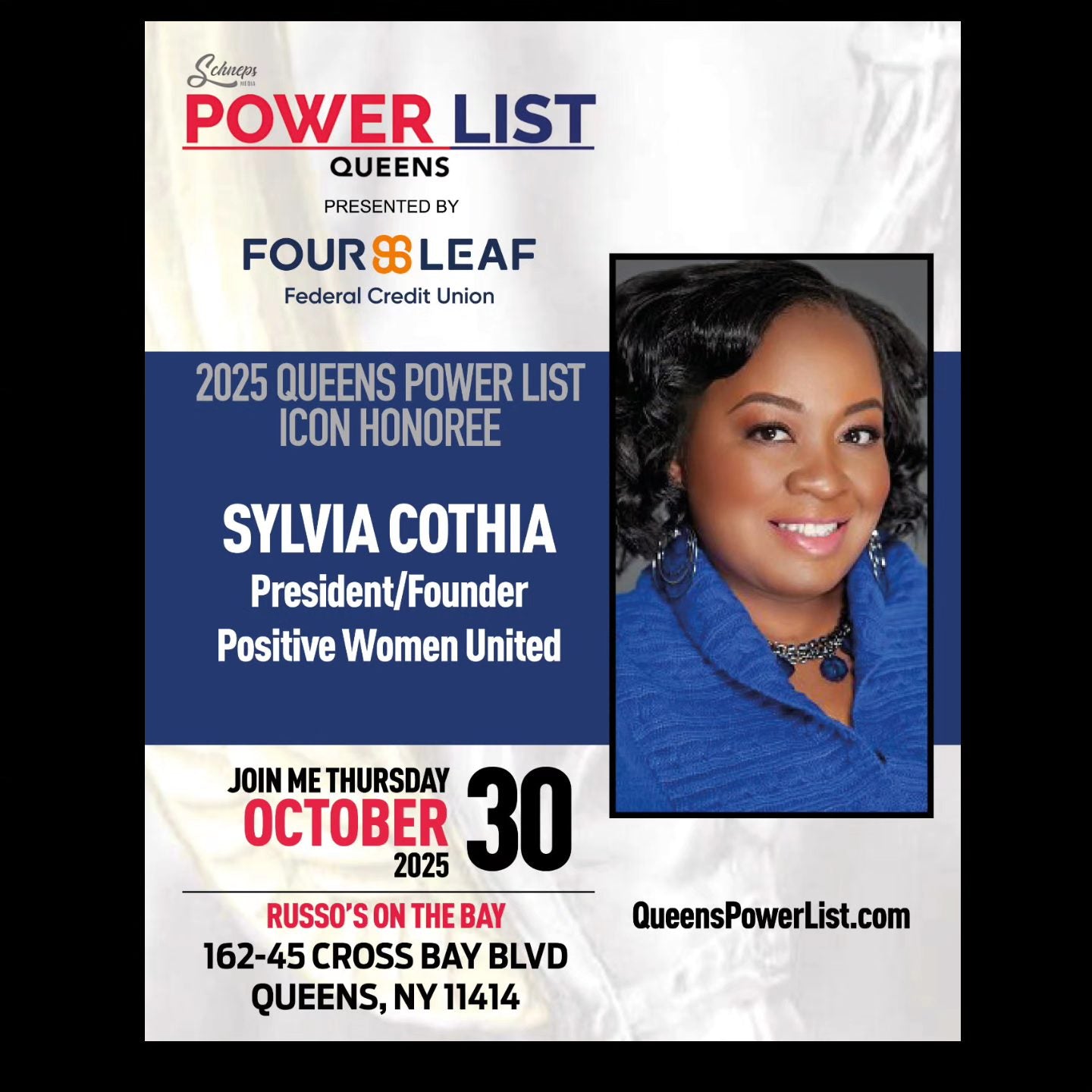 Positive Women United Celebrates Our President/Founder Sylvia Cothia To Receive Her 2025 Queens Power List Icon Honoree Award